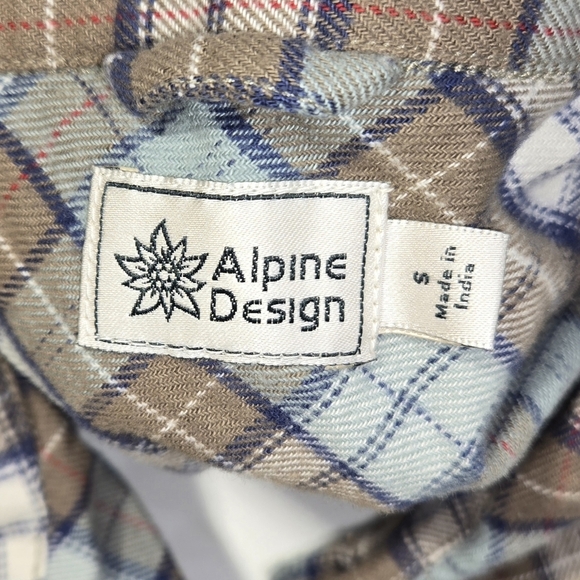 NWT Alpine Design Midweight Flannel Brown Fall River Plaid Top Women's Size Sm - Picture 4 of 6